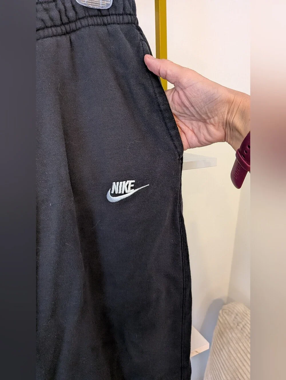 Nike Black Men's Jogger Sweatpants with White Swoosh, XXL